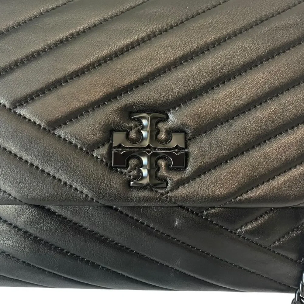 Tory Burch Kira Chevron Quilted Leather Convertible Shoulder Bag Powder Coated